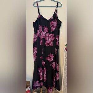 Ava & Viv Black and Purple Floral Maxi Dress